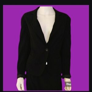 VTG JONES NEW YORK Black Trendy Pinstripe One Button Blazer